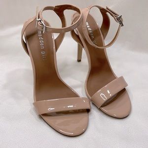 Great condition Madden girl Patent Leather Nude Ankle Strap Sandal Heels